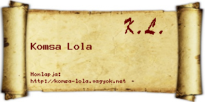 Komsa Lola névjegykártya